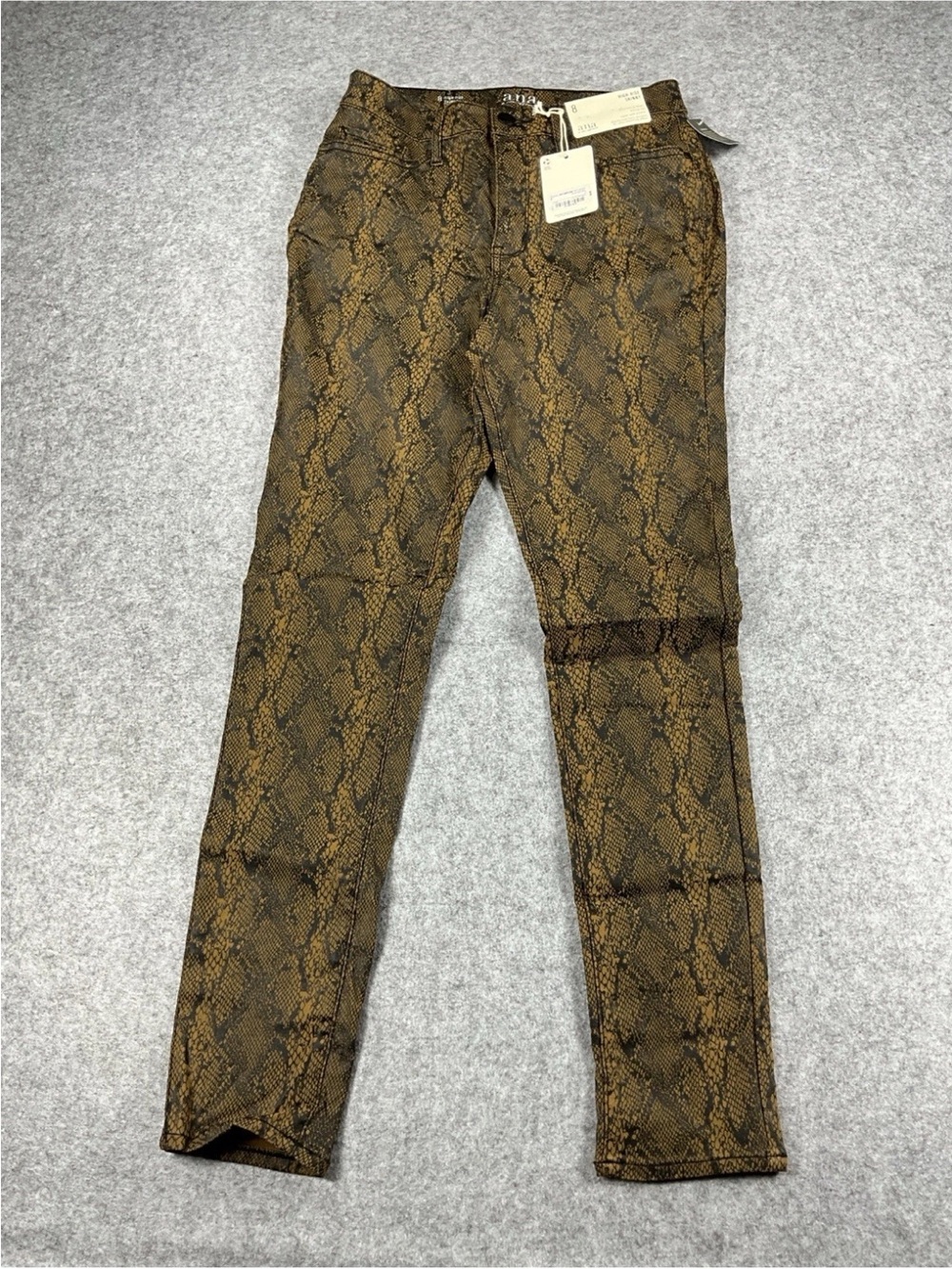 Ana Womens Pants 8 Brown Snake Print High Rise Skinny Stretch Animal